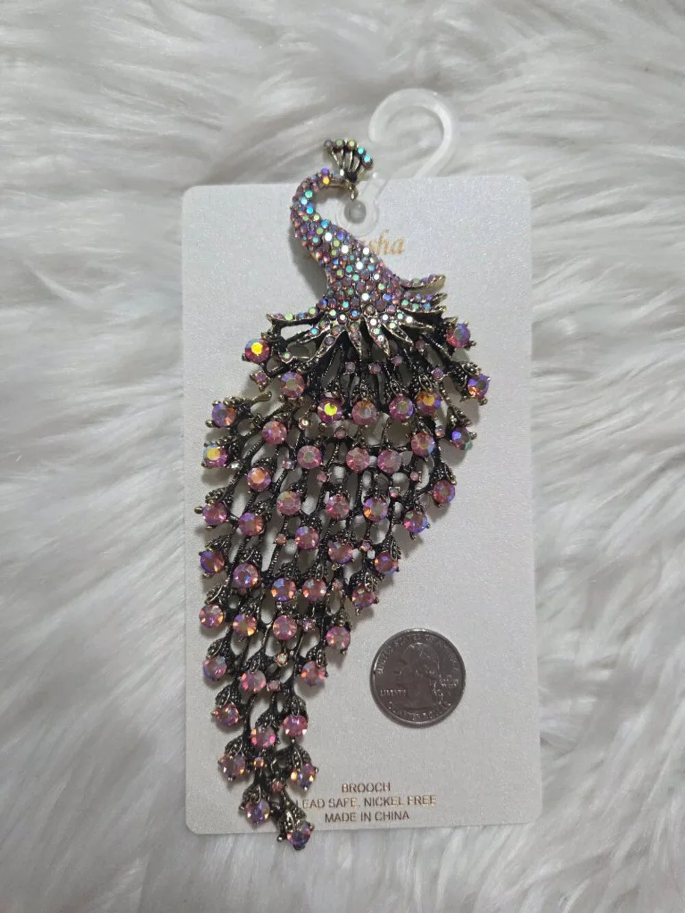 Natasha Couture Oversized Peacock Brooch